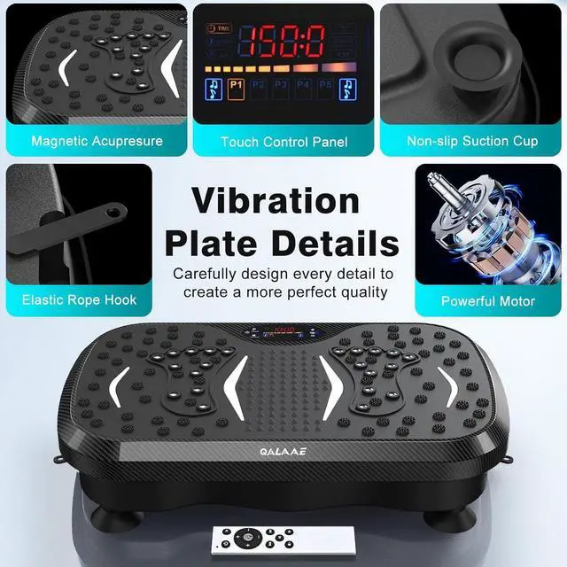 Alt view image 2 of 6 - Vibration Plate Exercise Machine  Lymphatic Drainage & High-Intensity Fat Burner, 150-Speed Adjustable Fitness Platform for Full Body Workout, 450 lbs Capacity Home Gym Equipment (Men/Women)