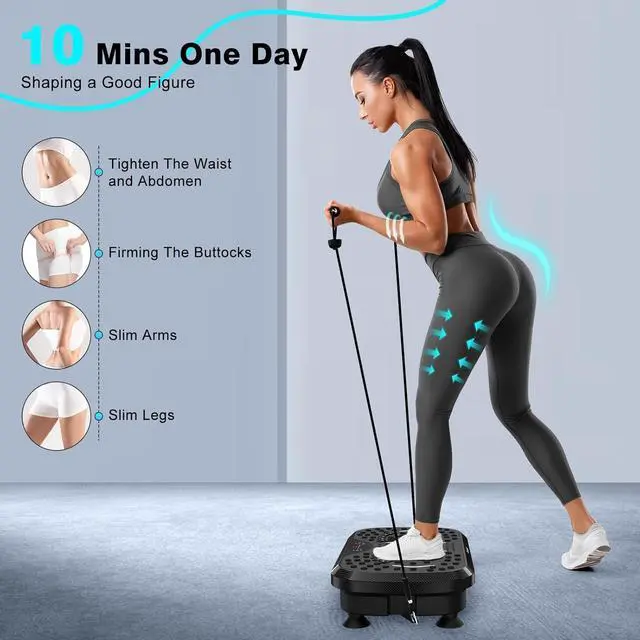 Alt view image 3 of 6 - Vibration Plate Exercise Machine  Lymphatic Drainage & High-Intensity Fat Burner, 150-Speed Adjustable Fitness Platform for Full Body Workout, 450 lbs Capacity Home Gym Equipment (Men/Women)