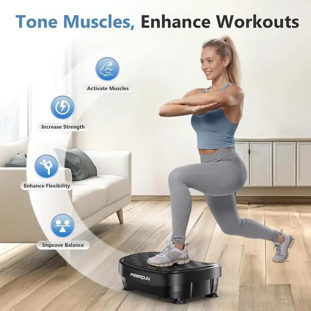 Alt view image 2 of 7 - FEIERDUN Vibration Plate Exercise Machine, Whole Body Workout Vibrate Platform, 9 Modes Vibration Plate for Lymphatic Drainage Weight Loss Shaping Toning Wellness Home Gyms Workout