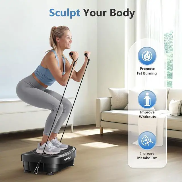Alt view image 3 of 7 - FEIERDUN Vibration Plate Exercise Machine, Whole Body Workout Vibrate Platform, 9 Modes Vibration Plate for Lymphatic Drainage Weight Loss Shaping Toning Wellness Home Gyms Workout