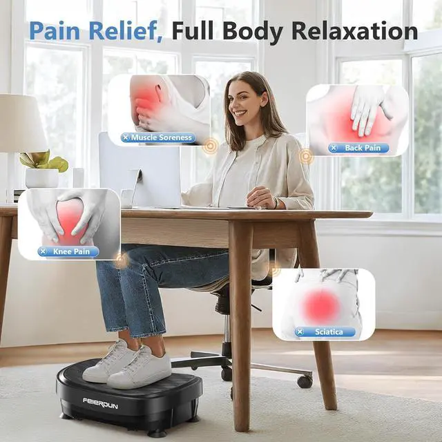 Alt view image 5 of 7 - FEIERDUN Vibration Plate Exercise Machine, Whole Body Workout Vibrate Platform, 9 Modes Vibration Plate for Lymphatic Drainage Weight Loss Shaping Toning Wellness Home Gyms Workout