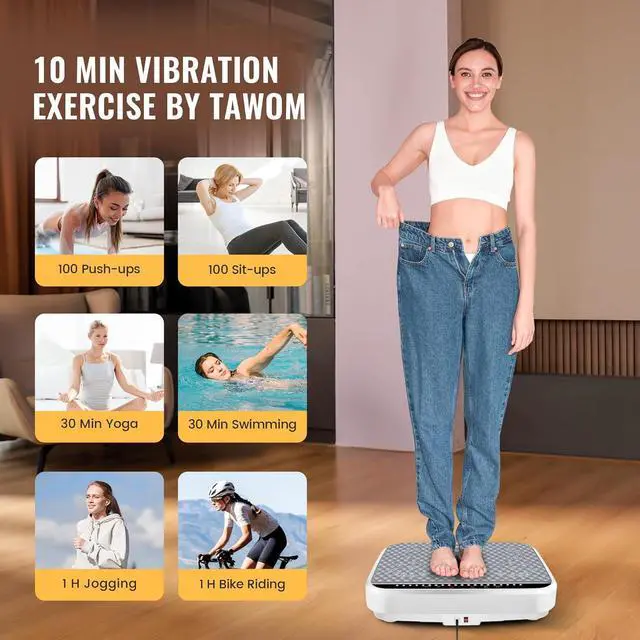 Alt view image 2 of 7 - Vibration Plate Exercise Machine, Vibration Plate for Lymphatic Drainage,Whole Body Fitness Platform for Weight Loss,Body Toning,Dynamic Workout Lights,Home Gym Workout for Women & Men