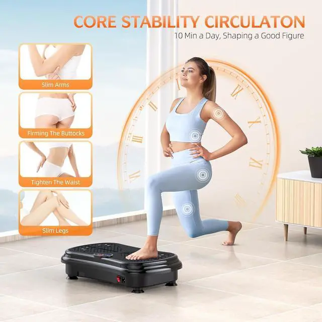 Alt view image 4 of 7 - Vibration Plate Exercise Machine Weight Loss, Full Body Vibration Plate for Lymphatic Drainage, 180 Adjustable Speeds Power Shaping Waver Vibrating Plate 400 Lbs Capacity