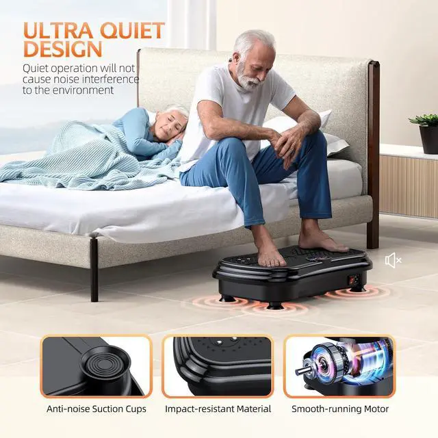 Alt view image 6 of 7 - Vibration Plate Exercise Machine Weight Loss, Full Body Vibration Plate for Lymphatic Drainage, 180 Adjustable Speeds Power Shaping Waver Vibrating Plate 400 Lbs Capacity