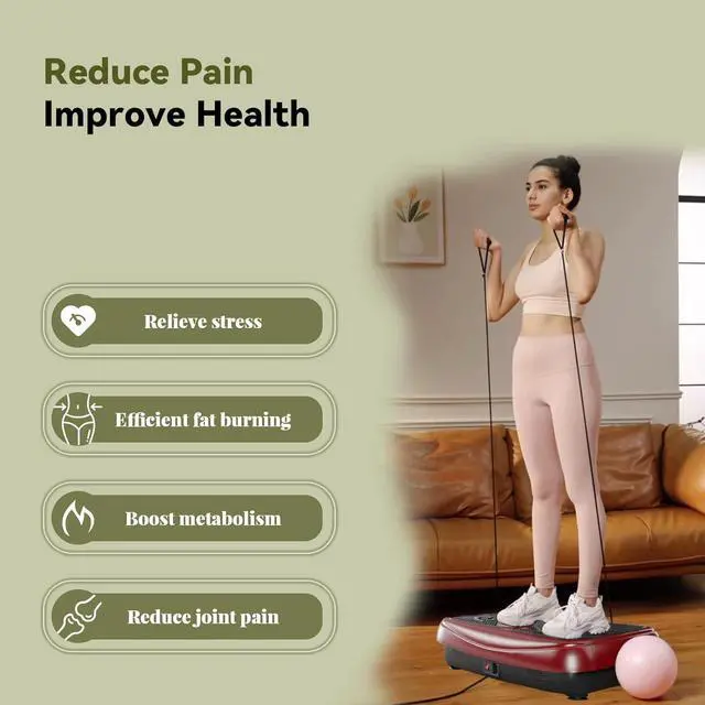 Alt view image 2 of 7 - UCIN Vibration Plate Exercise Machine, Vibration Plate for Lymphatic Drainage, 10 Preset Mode & Manual Mode Vibration Plate for Weight Loss, Home Gym Exercise Equipment w/Pilates Ball