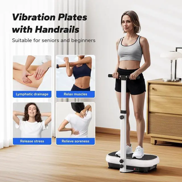 Alt view image 2 of 7 - MERACH Vibration Plate Exercise Machine, Vibrating Plate Exercise Machine with Handrails, Full Body Vibration Platform for Women Men, Exercise Equipment for Home