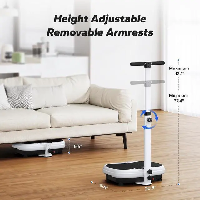 Alt view image 3 of 7 - MERACH Vibration Plate Exercise Machine, Vibrating Plate Exercise Machine with Handrails, Full Body Vibration Platform for Women Men, Exercise Equipment for Home