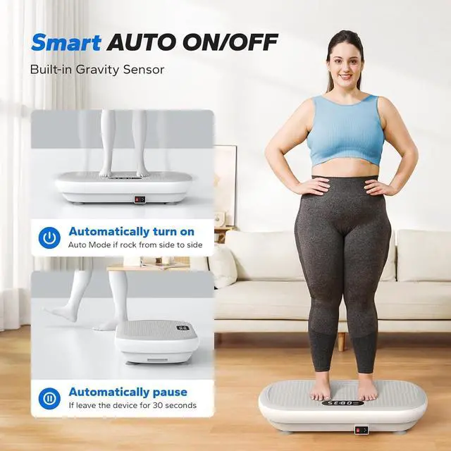 Alt view image 3 of 7 - MERACH Vibration Plate Exercise Machine, Vibration Plate 440 Lbs Capacity, Bluetooth and Silicone Pedal, Stimulate Deep Fat, Vibration Plate for Lymphatic Drainage, Vibrating for Weight Loss