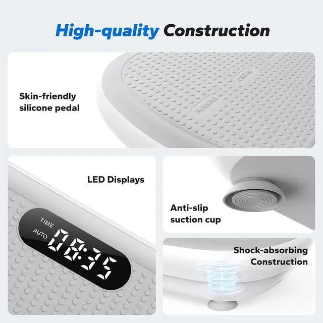 Alt view image 6 of 7 - MERACH Vibration Plate Exercise Machine, Vibration Plate 440 Lbs Capacity, Bluetooth and Silicone Pedal, Stimulate Deep Fat, Vibration Plate for Lymphatic Drainage, Vibrating for Weight Loss