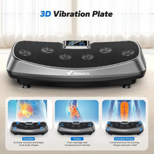 Alt view image 2 of 7 - MERACH Vibration Plate Exercise Machine, 3D Vibration Plate with Oscillation Pulse Mode, Vibrating Plate Exercise Machine for Women Men, Exercise Equipment for Home