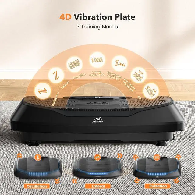 Alt view image 3 of 7 - FLYBIRD 4D Vibration Plate 500 LBS Capacity, Oscillation, Linear, Pulsation Vibration Plate Exercise Machine, Triple Motors Vibration Plate for Bone Density Building & Lymphatic Drainage