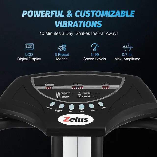 Alt view image 2 of 7 - ZELUS Whole Body Vibration Plate, 500W Vibration Plate Exercise Machine with 99 Levels 3 Preset Modes & 2 Resistance Bands, Training Fitness Vibration Platform Machine for Home Gym with 330lb Capacity
