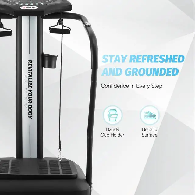 Alt view image 4 of 7 - ZELUS Whole Body Vibration Plate, 500W Vibration Plate Exercise Machine with 99 Levels 3 Preset Modes & 2 Resistance Bands, Training Fitness Vibration Platform Machine for Home Gym with 330lb Capacity