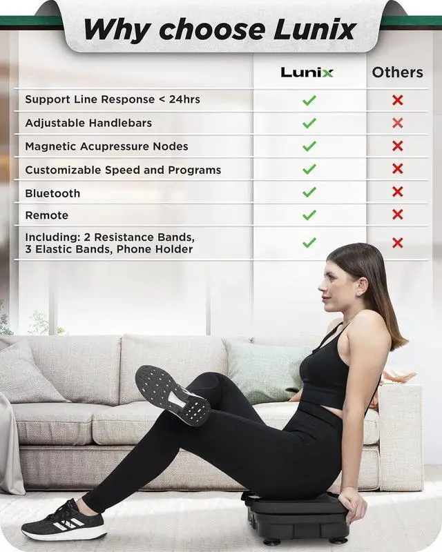 Alt view image 2 of 7 - Lunix LX18 Whole Body Vibration Plate with Handles & Magnetic Acupoints, Power Plate Vibration Platform, Vibration Plate for Lymphatic Drainage, Vibrating Exercise Machine, with Phone Holder