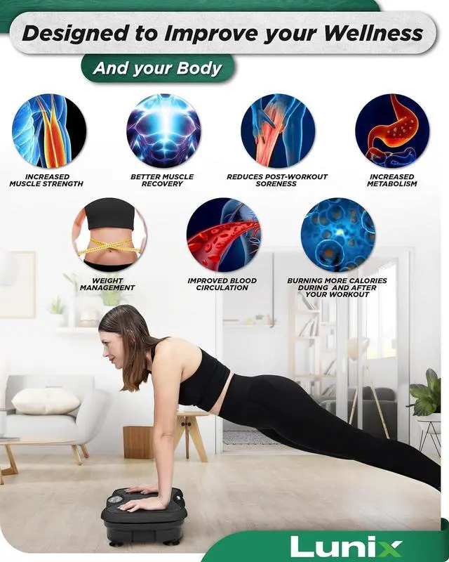 Alt view image 6 of 7 - Lunix LX18 Whole Body Vibration Plate with Handles & Magnetic Acupoints, Power Plate Vibration Platform, Vibration Plate for Lymphatic Drainage, Vibrating Exercise Machine, with Phone Holder