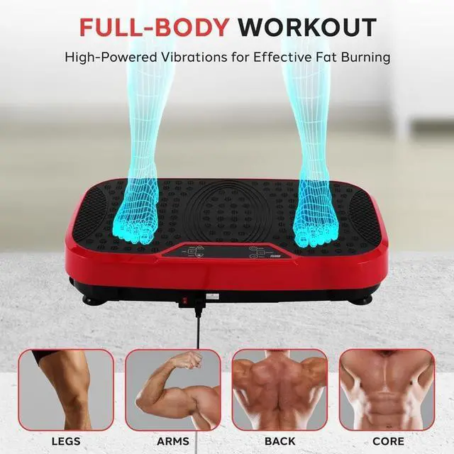 Alt view image 2 of 7 - Hurtle Fitness Vibration Platform Machine - Home Gym Whole Body Shaker Exercise Machine Workout Trainer Fast Weight Loss w/Resistance Bands Easy Carry Wheel Remote Adjustable Speed
