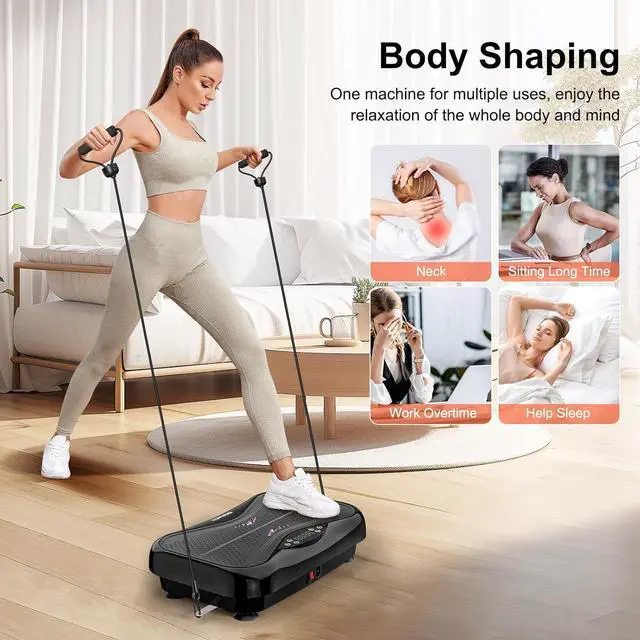 Alt view image 3 of 6 - DERACY Vibration Plate Exercise Machine Whole Body Workout 3D XL Platform Shaker with Resistance Bands for Weight Loss, Body Shaping and Fat Burning