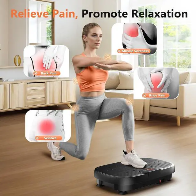 Alt view image 2 of 7 - FEIERDUN Vibration Plate, Whole Body Vibration Plate Exercise Machine for Lymphatic Drainage, Power Plate Vibration Plate w/ 2 Resistance Bands for Wellness and Fitness
