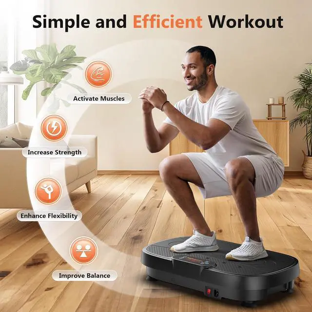 Alt view image 3 of 7 - FEIERDUN Vibration Plate, Whole Body Vibration Plate Exercise Machine for Lymphatic Drainage, Power Plate Vibration Plate w/ 2 Resistance Bands for Wellness and Fitness