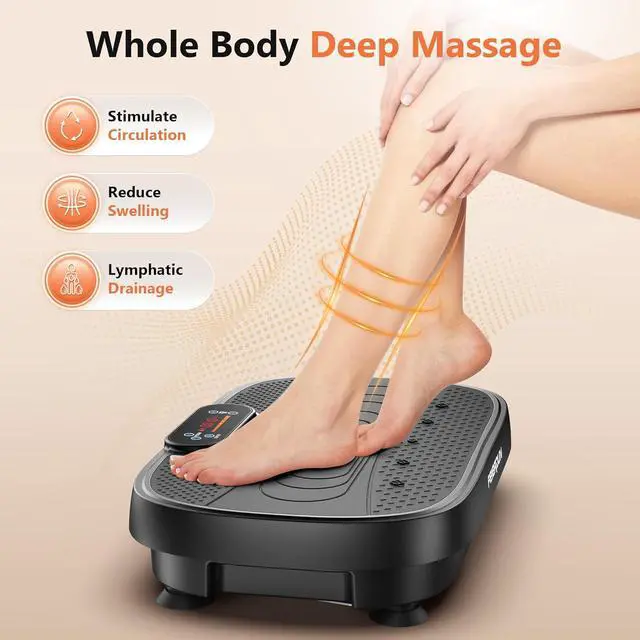Alt view image 4 of 7 - FEIERDUN Vibration Plate, Whole Body Vibration Plate Exercise Machine for Lymphatic Drainage, Power Plate Vibration Plate w/ 2 Resistance Bands for Wellness and Fitness