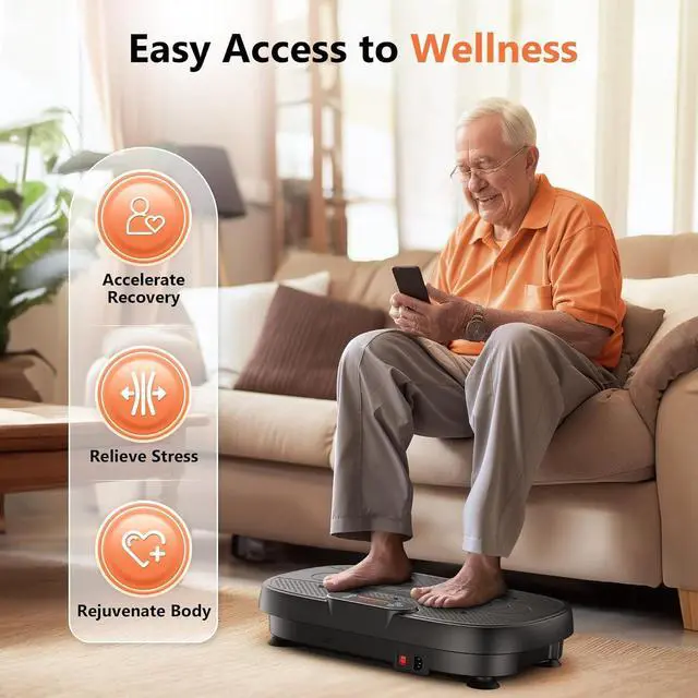Alt view image 5 of 7 - FEIERDUN Vibration Plate, Whole Body Vibration Plate Exercise Machine for Lymphatic Drainage, Power Plate Vibration Plate w/ 2 Resistance Bands for Wellness and Fitness