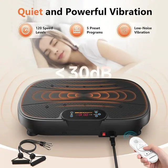 Alt view image 6 of 7 - FEIERDUN Vibration Plate, Whole Body Vibration Plate Exercise Machine for Lymphatic Drainage, Power Plate Vibration Plate w/ 2 Resistance Bands for Wellness and Fitness