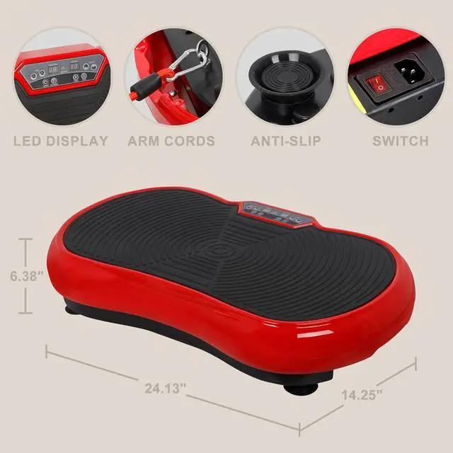 Alt view image 4 of 7 - SUPER DEAL Pro Vibration Plate Exercise Machine - Whole Body Workout Vibration Fitness Platform Fit Massage Workout Trainer w/Loop Bands + Bluetooth + Remote, 99 Levels