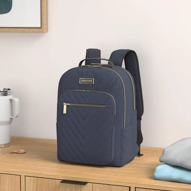 Alt view image 2 of 7 - Kenneth Cole REACTION Women's Chelsea Chevron 15" Laptop and Tablet Backpack, Navy