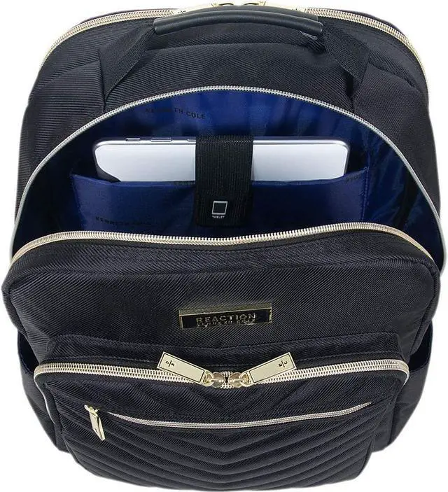 Alt view image 3 of 7 - Kenneth Cole REACTION Women's Chelsea Chevron 15" Laptop and Tablet Backpack, Navy