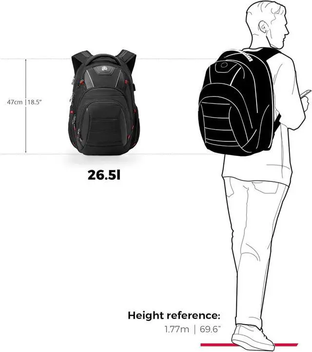 Alt view image 2 of 7 - Swissdigital Design Men's Laptop Backpack for College and Business Travel with Integrated USB Charging Port and RFID Protection Fits Laptops up to 15.6 inch (J14-BR)
