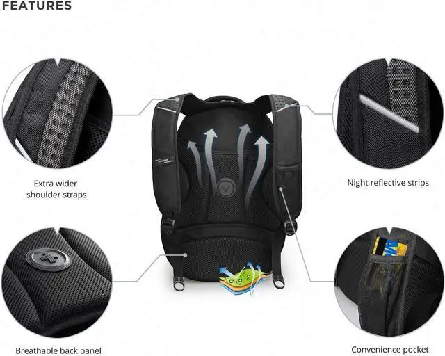 Alt view image 4 of 7 - Swissdigital Design Men's Laptop Backpack for College and Business Travel with Integrated USB Charging Port and RFID Protection Fits Laptops up to 15.6 inch (J14-BR)