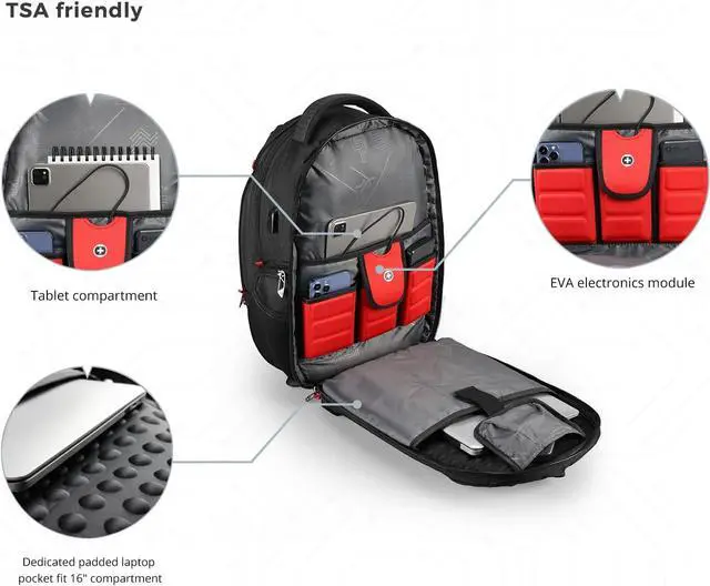Alt view image 6 of 7 - Swissdigital Design Men's Laptop Backpack for College and Business Travel with Integrated USB Charging Port and RFID Protection Fits Laptops up to 15.6 inch (J14-BR)