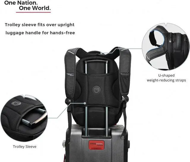 Alt view image 7 of 7 - Swissdigital Design Men's Laptop Backpack for College and Business Travel with Integrated USB Charging Port and RFID Protection Fits Laptops up to 15.6 inch (J14-BR)