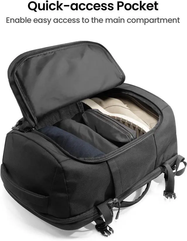 Alt view image 4 of 7 - tomtoc Travel Backpack 40L, TSA Friendly Flight Approved Carry-on Luggage Hand Water-resistant Lightweight Business Rucksack, Durable Large Weekender Bag Daypack Fits 17.3 Inch Laptop