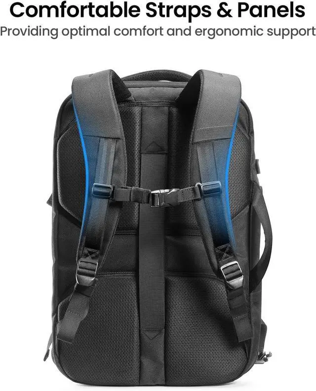 Alt view image 7 of 7 - tomtoc Travel Backpack 40L, TSA Friendly Flight Approved Carry-on Luggage Hand Water-resistant Lightweight Business Rucksack, Durable Large Weekender Bag Daypack Fits 17.3 Inch Laptop