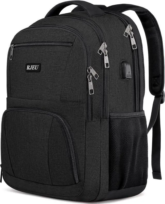 Main image of School Backpack for Teen Boys,15.6 Inch Anti Theft Laptop Bookbag with USB Charging Port, Water Resistant College, High School, Ergonomic Straps, Multiple Compartments, Men, Black
