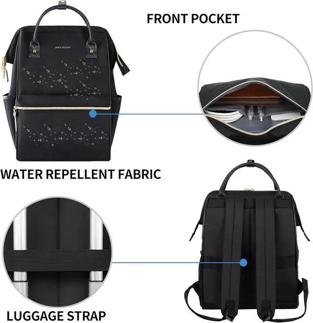 Alt view image 5 of 6 - KROSER Laptop Backpack 17" Stylish Backpack Water Repellent College Casual Daypack with USB Port Travel Business Work Bag for Men/Women-Black