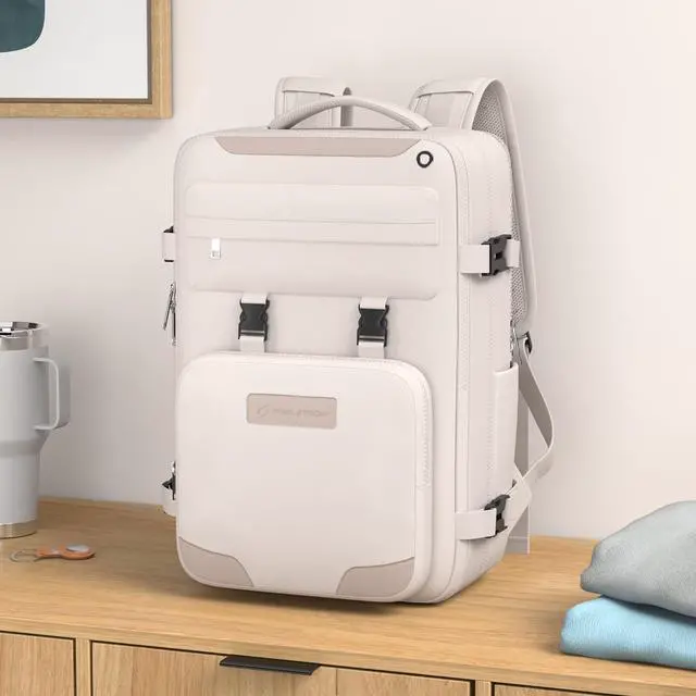 Alt view image 2 of 7 - Maelstrom Travel Backpack for Women Men,35L Laptop Backpack Fits 17-Inch Laptop,Waterproof Carry On Backpack for Airplanes with Detachable Crossbody Bag&Shoe Compartment,Beige, Large