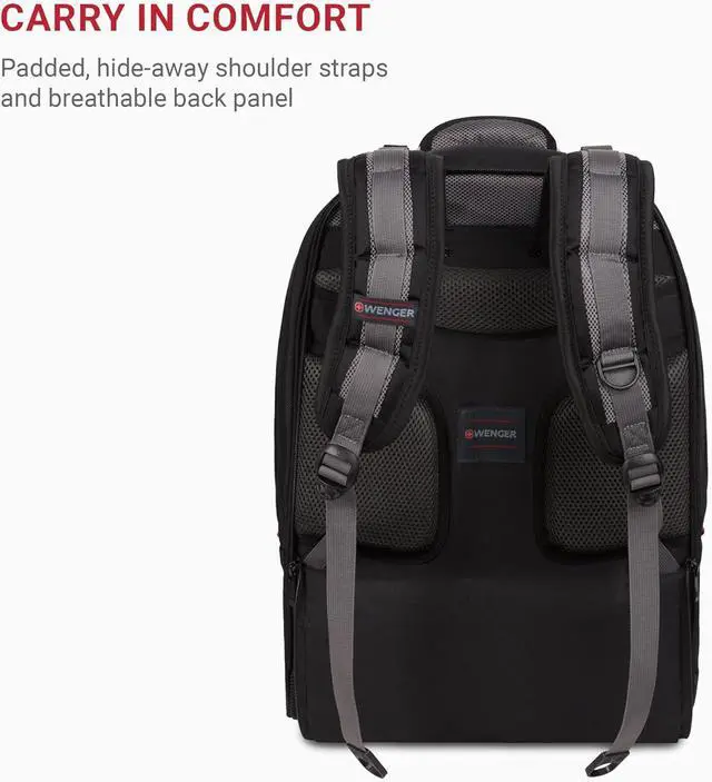 Alt view image 5 of 7 - Wenger Synergy Laptop Backpack, Fits 16 Inch Laptop, Men's and Women's Laptop Bag, Black/Grey