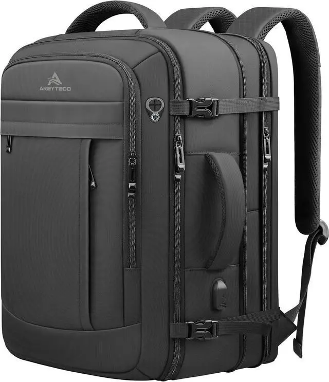 Main image of Travel Backpack, 50L Expandable Extra Large Laptop Backpack, Carry On Backpack Airline Approved Water Resistant Business Suitcase Daypack Bag Fits 17 Inch Laptops, Travel Gifts for Men Women, Black
