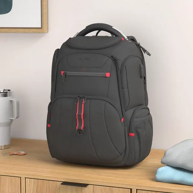 Alt view image 2 of 7 - Travel Laptop Backpack 17.3 Inch TSA Friendly Water-Repellent Anti Theft XL Computer Backpack with RFID Pockets College Backpacks with USB Port for Men Women Business Work Bag Black