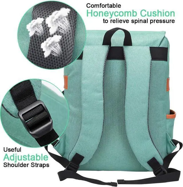 Alt view image 6 of 7 - Modoker Vintage Laptop Backpack for Women Men,Travel Backpacks with USB Charging Port Fashion Backpacks for Working Women Fits 15.6Inch Notebook, Green