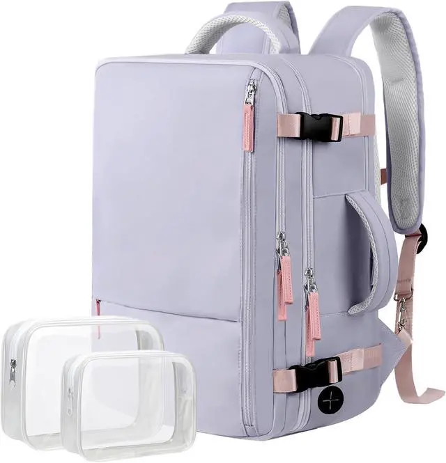 Main image of Hanples Travel Backpack for Women as Person Item Flight Approved, Large Carry On Backpack, 17.3 Inch Laptop Backpack, Waterproof Backpack, Hiking Backpack, Casual Bag (Purple)