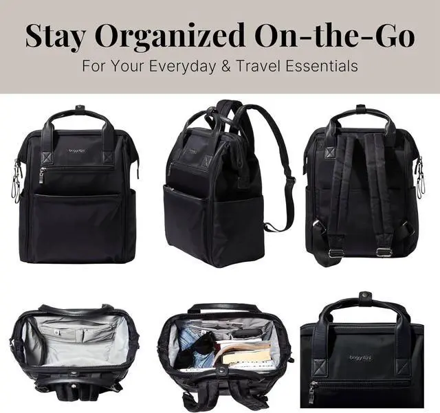Alt view image 6 of 7 - Baggallini Soho Backpack - Travel Laptop Backpack for Women - Lightweight Water-Resistant Luggage Bag, Black