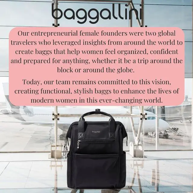 Alt view image 7 of 7 - Baggallini Soho Backpack - Travel Laptop Backpack for Women - Lightweight Water-Resistant Luggage Bag, Black