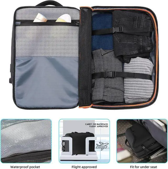 Alt view image 4 of 7 - Travel Carry on Backpack 50L Expandable Flight Approved Backpacks 17.3 inch Laptop and USB Charging Port bags Water Resistant Business Back Pack for Women & Men