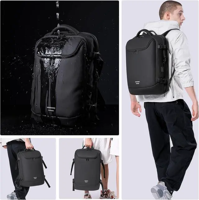 Alt view image 7 of 7 - Travel Carry on Backpack 50L Expandable Flight Approved Backpacks 17.3 inch Laptop and USB Charging Port bags Water Resistant Business Back Pack for Women & Men
