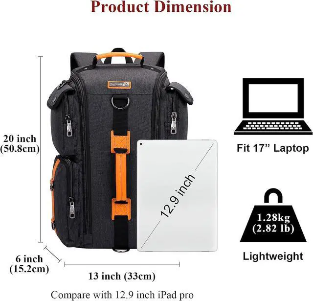 Alt view image 4 of 7 - WITZMAN Travel Backpack for Men Carry On Backpack Duffel Bag Large Capacity Laptop Backpack 17 Inch (6695 Black)