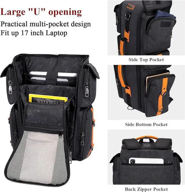 Alt view image 5 of 7 - WITZMAN Travel Backpack for Men Carry On Backpack Duffel Bag Large Capacity Laptop Backpack 17 Inch (6695 Black)