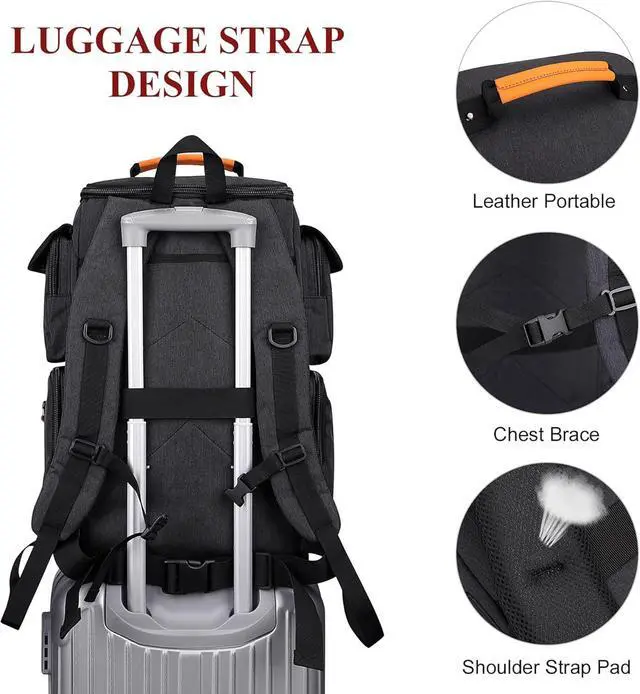 Alt view image 6 of 7 - WITZMAN Travel Backpack for Men Carry On Backpack Duffel Bag Large Capacity Laptop Backpack 17 Inch (6695 Black)